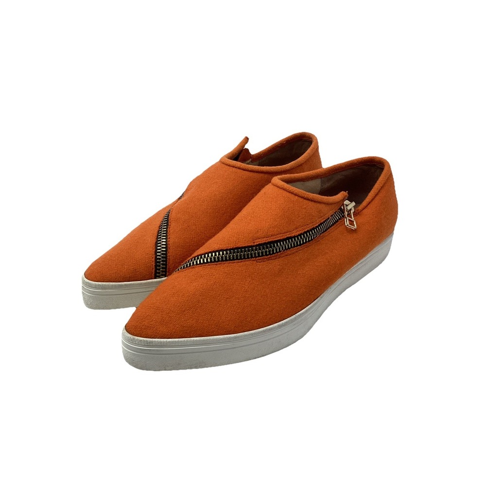 Anthropologie ALL BLACK  Orange Wool Slant Zipper Sneakers Sz 7 *Read